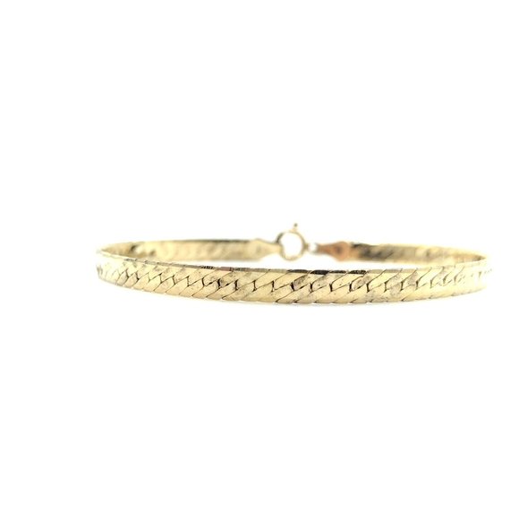 Sterling Silver Gold Toned Flat Chain Bracelet 7" - Picture 1 of 3